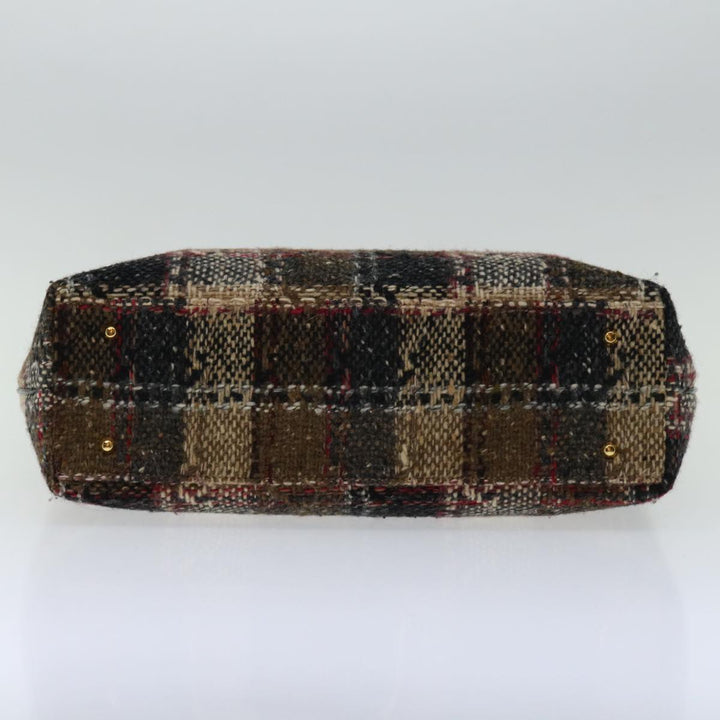Burberry Hand Bag Wool Beige Auth bs12601