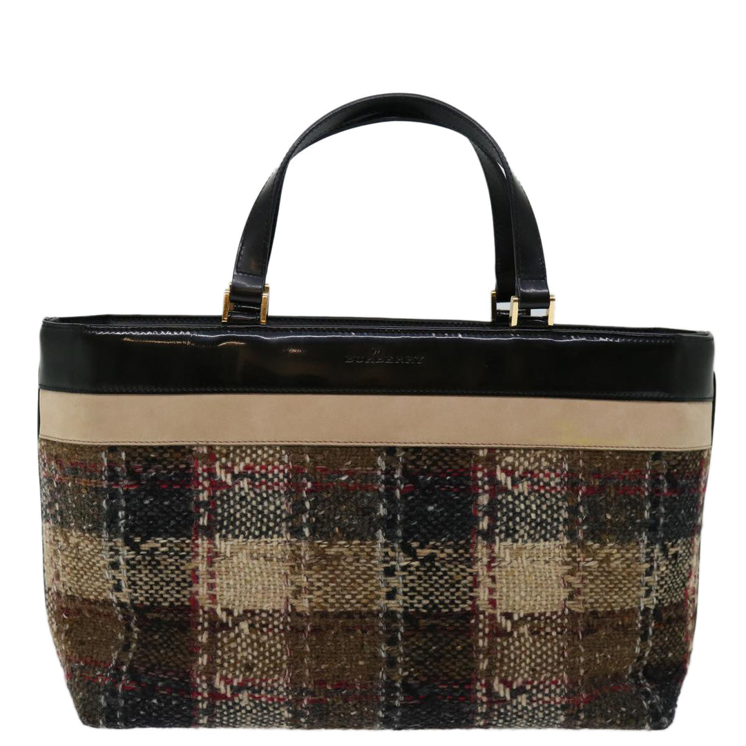 Burberry Hand Bag Wool Beige Auth bs12601