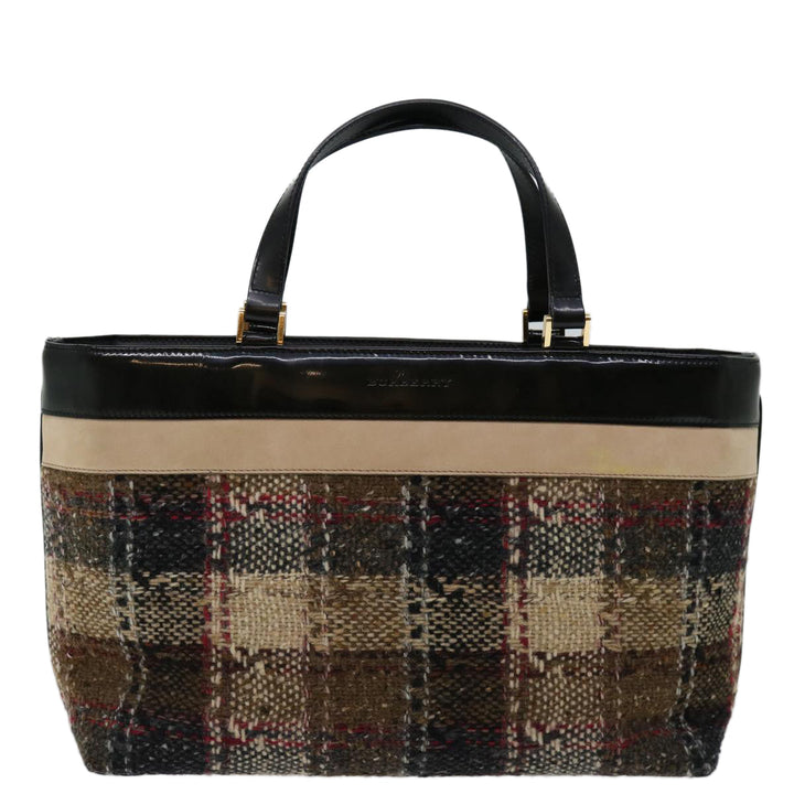 Burberry Hand Bag Wool Beige Auth bs12601