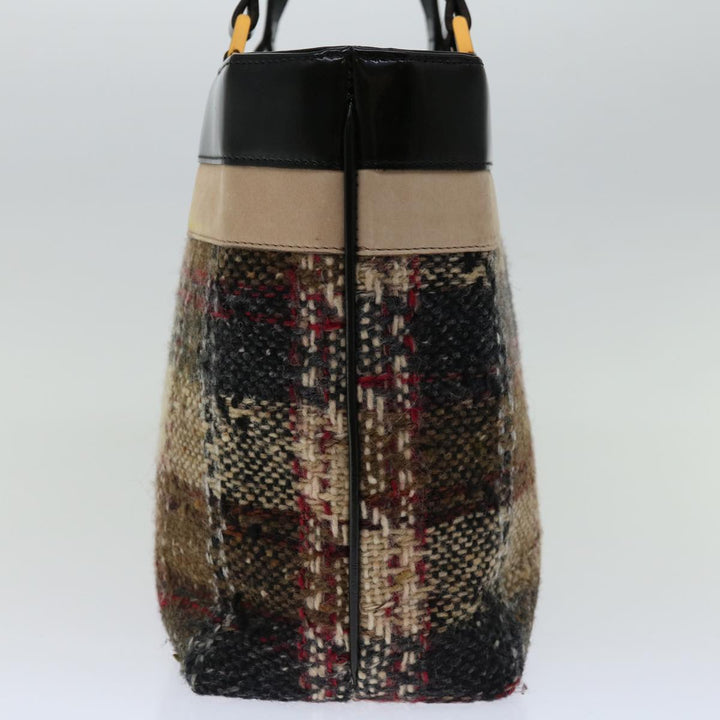 Burberry Hand Bag Wool Beige Auth bs12601