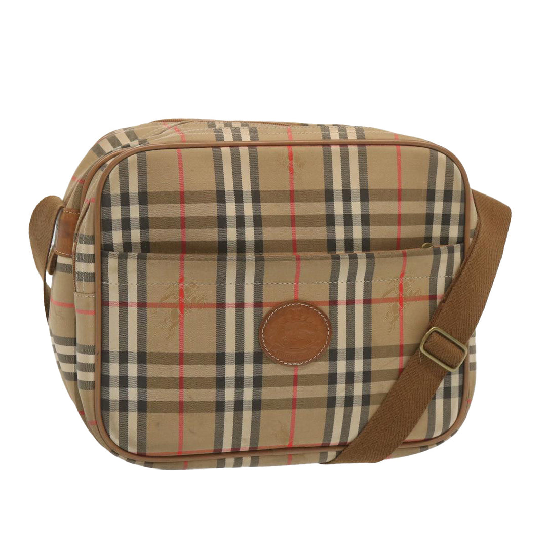 BurberrySs Nova Check Shoulder Bag Canvas Beige Auth bs12602