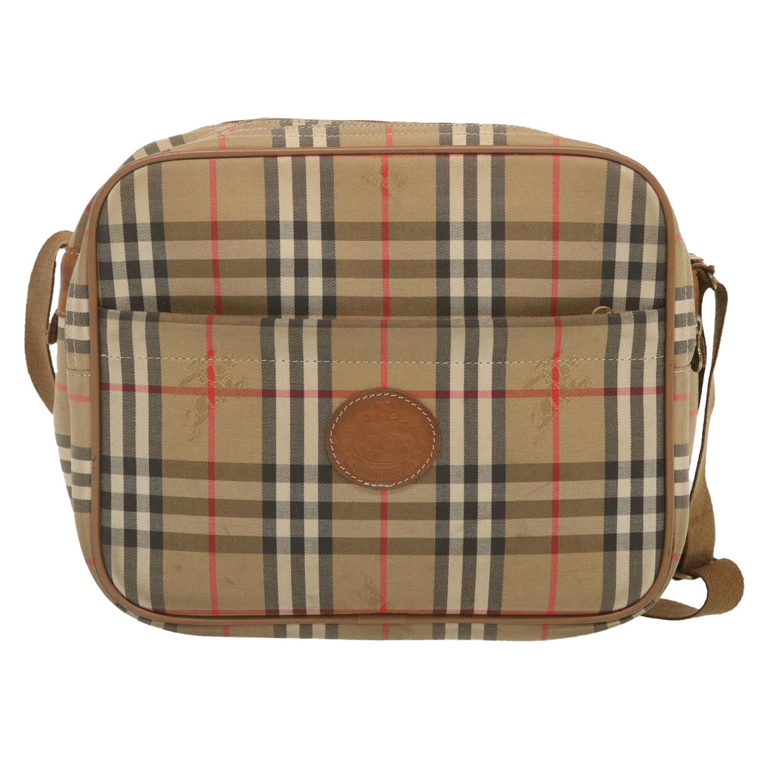 BurberrySs Nova Check Shoulder Bag Canvas Beige Auth bs12602