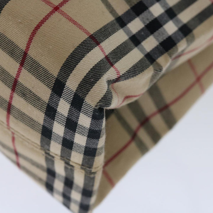 Burberry Nova Check Hand Bag Canvas Beige Auth bs12605