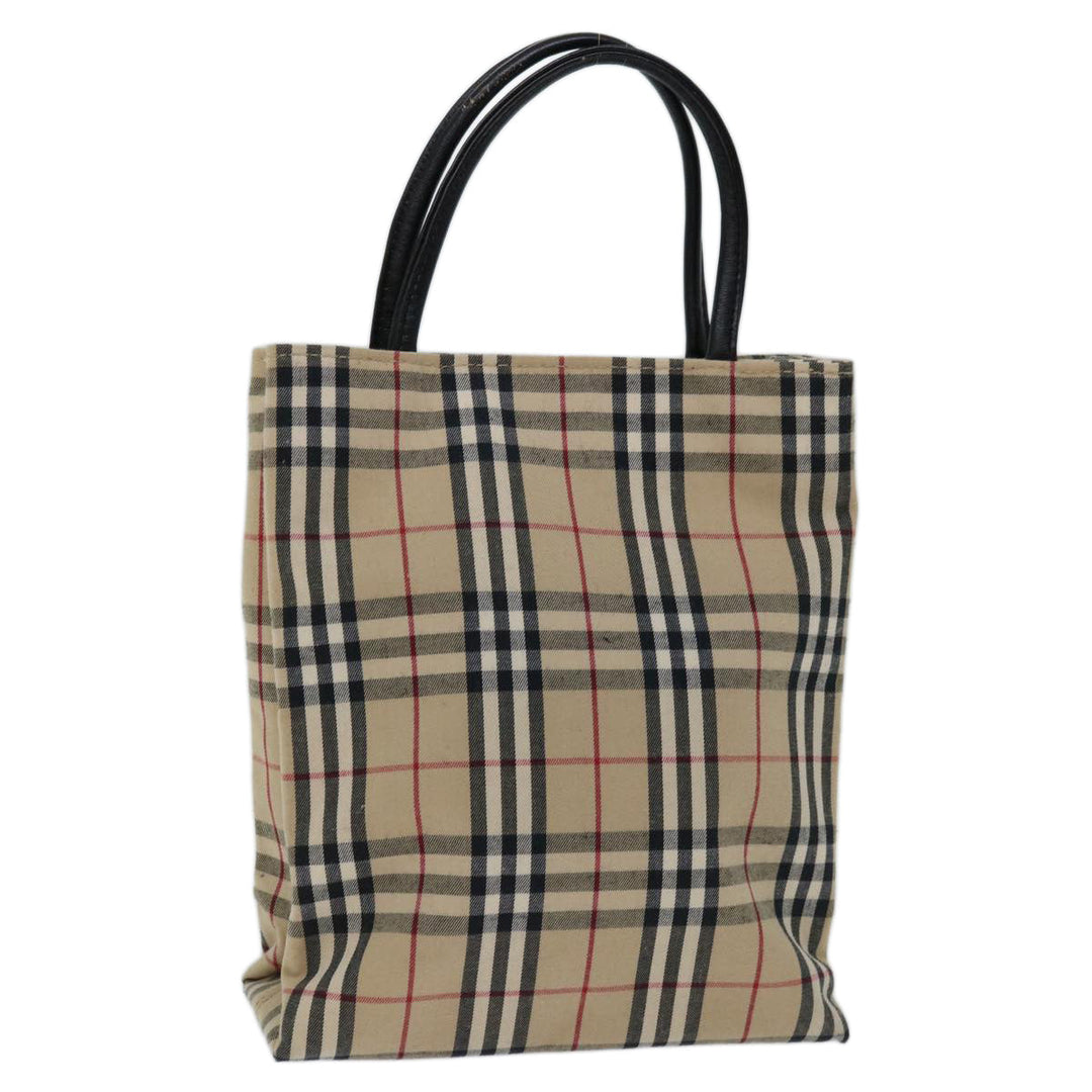 Burberry Nova Check Hand Bag Canvas Beige Auth bs12605