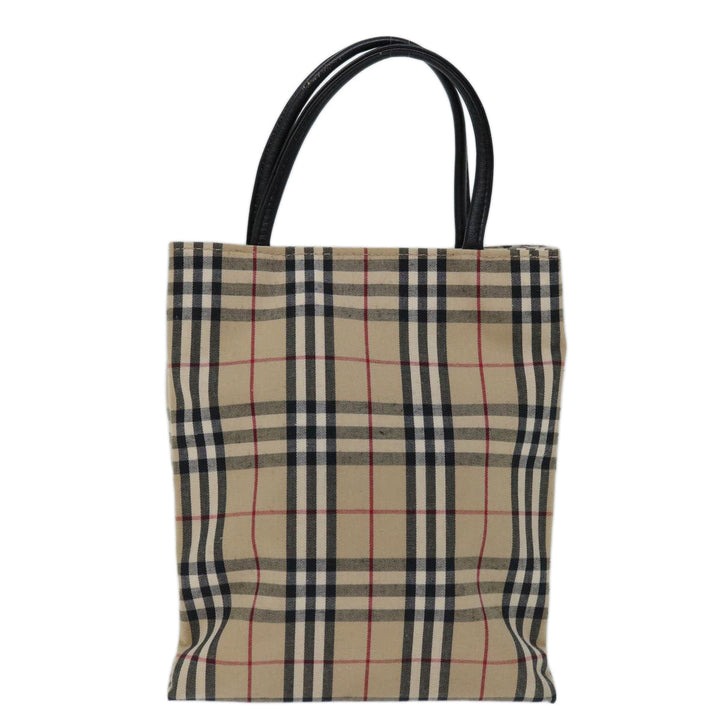 Burberry Nova Check Hand Bag Canvas Beige Auth bs12605