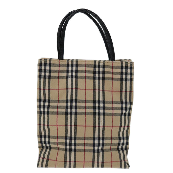 Burberry Nova Check Hand Bag Canvas Beige Auth bs12605