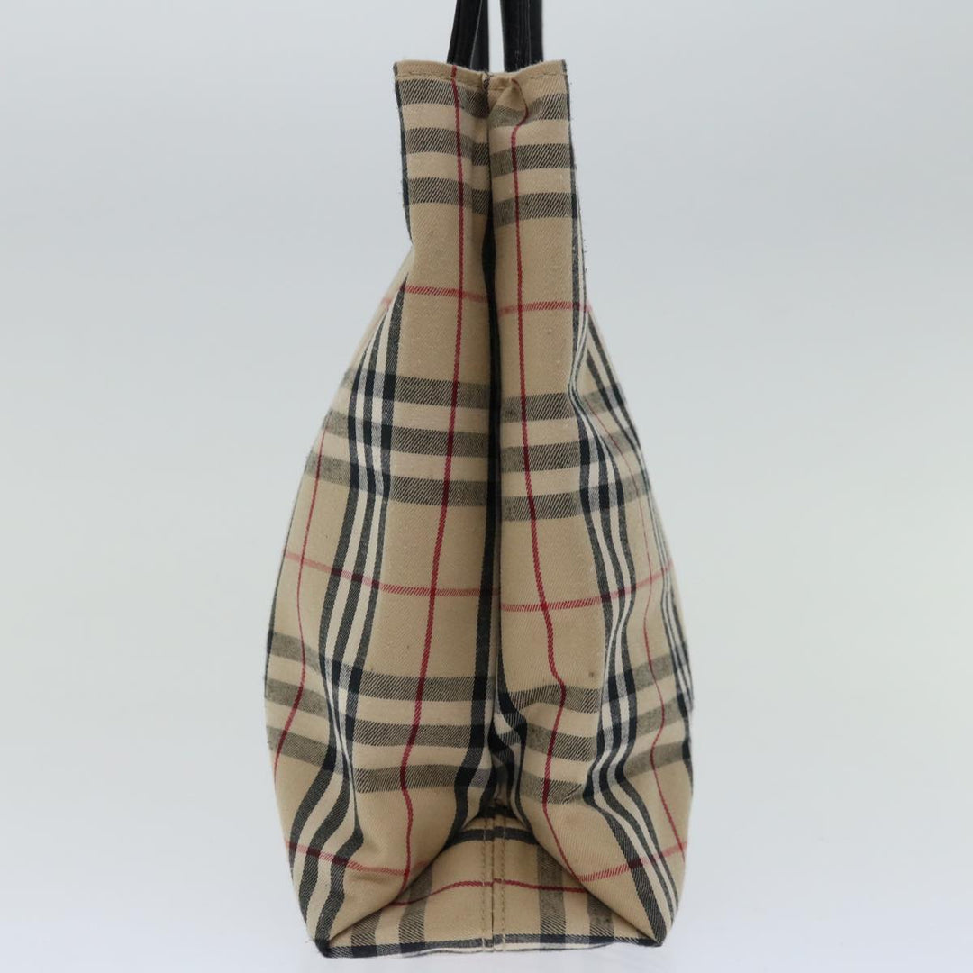 Burberry Nova Check Hand Bag Canvas Beige Auth bs12605