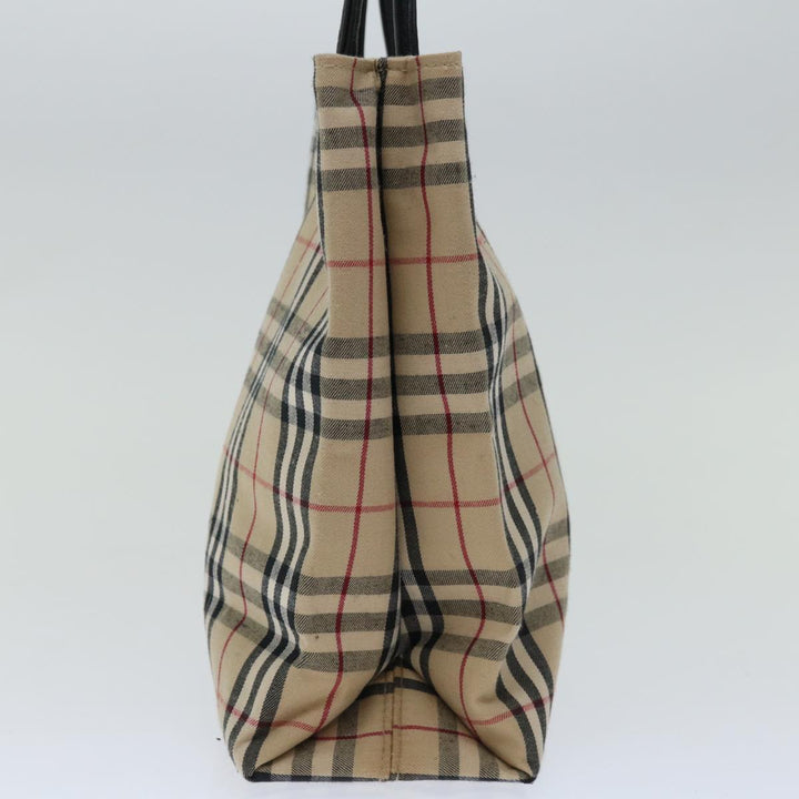 Burberry Nova Check Hand Bag Canvas Beige Auth bs12605