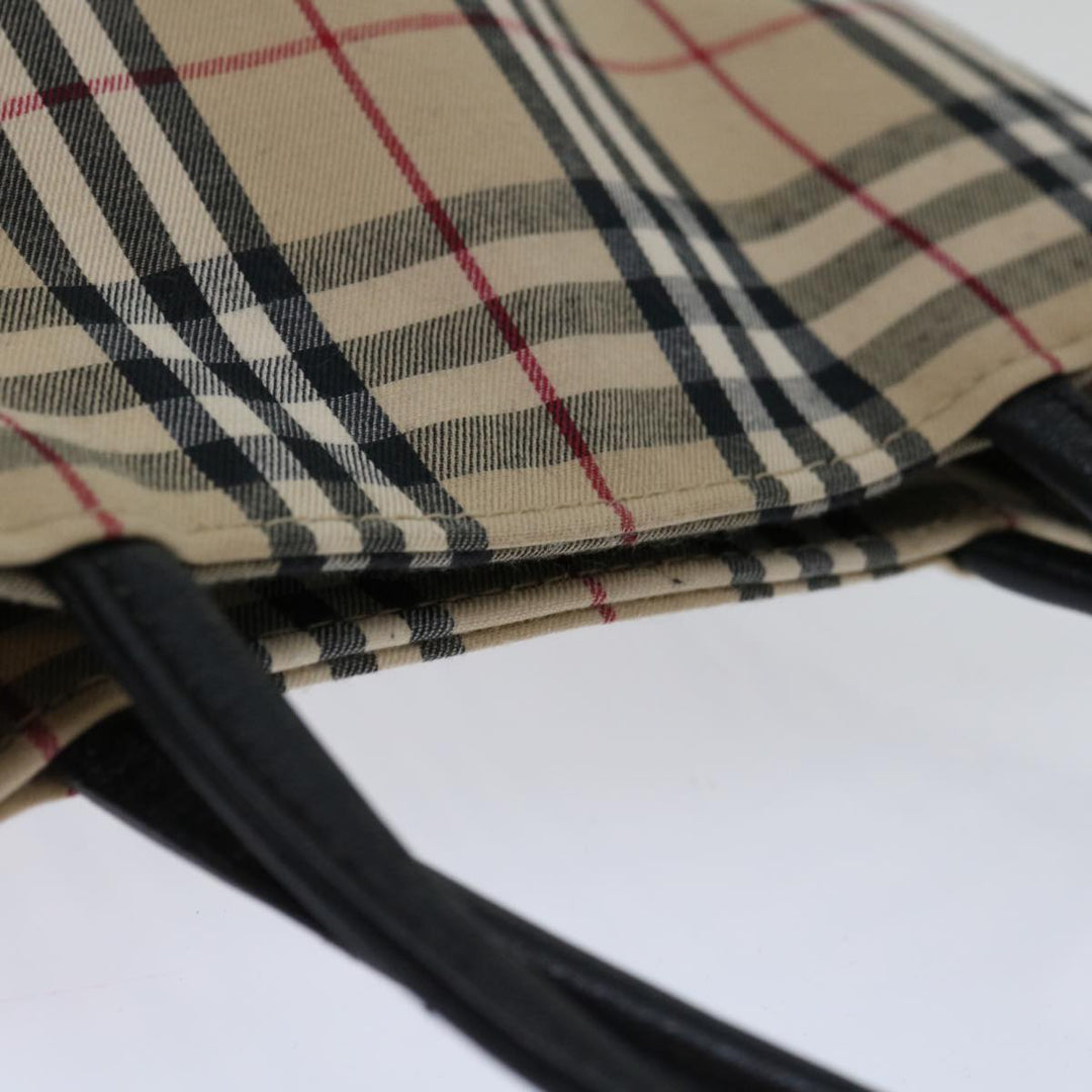 Burberry Nova Check Hand Bag Canvas Beige Auth bs12605