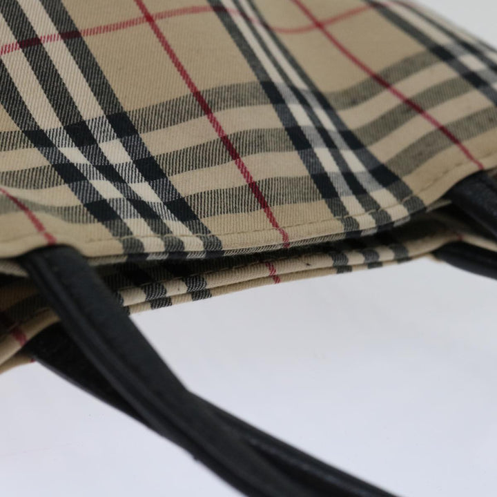 Burberry Nova Check Hand Bag Canvas Beige Auth bs12605