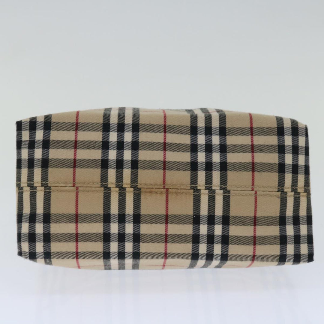 Burberry Nova Check Hand Bag Canvas Beige Auth bs12605