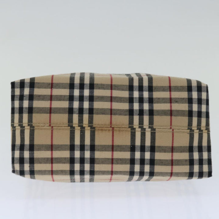 Burberry Nova Check Hand Bag Canvas Beige Auth bs12605