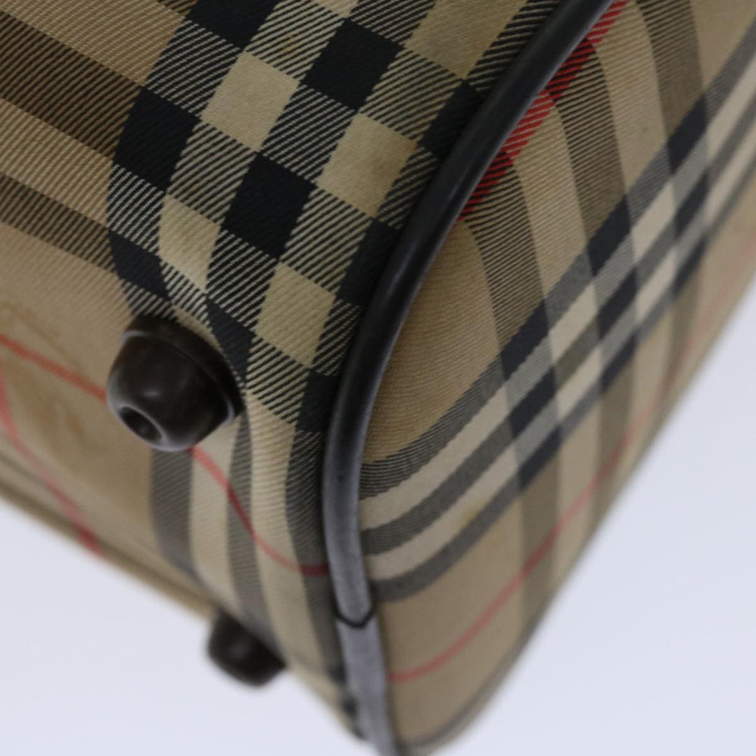 BurberrySs Nova Check Hand Bag Canvas Beige Auth bs12607