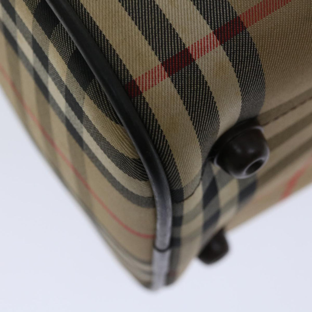 BurberrySs Nova Check Hand Bag Canvas Beige Auth bs12607