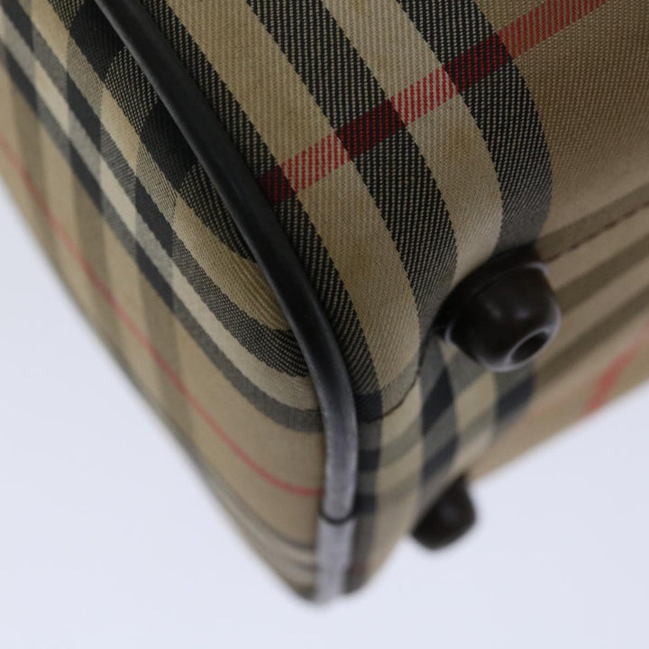 BurberrySs Nova Check Hand Bag Canvas Beige Auth bs12607