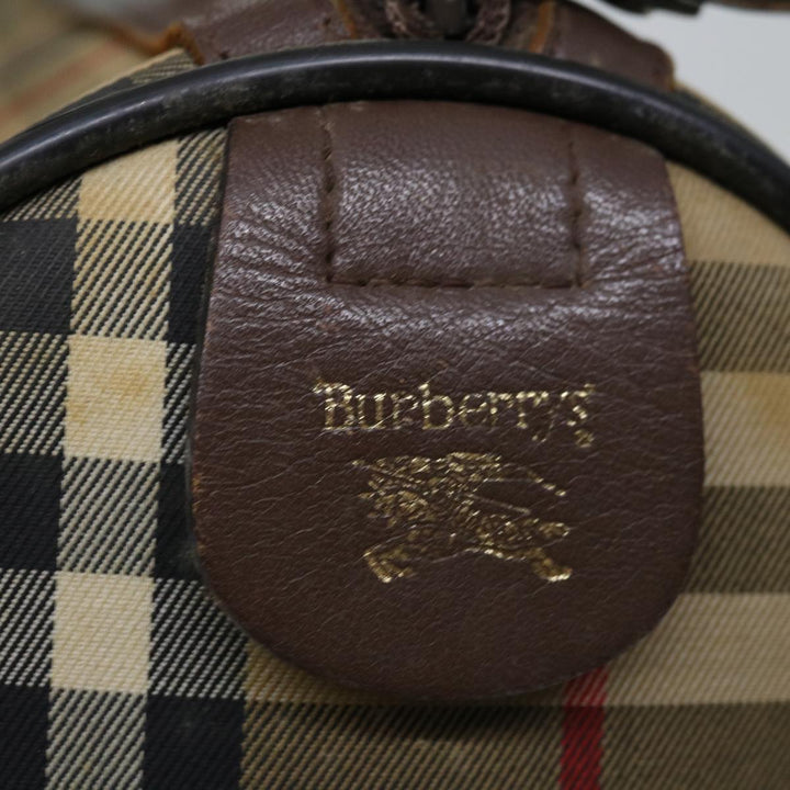 BurberrySs Nova Check Hand Bag Canvas Beige Auth bs12607