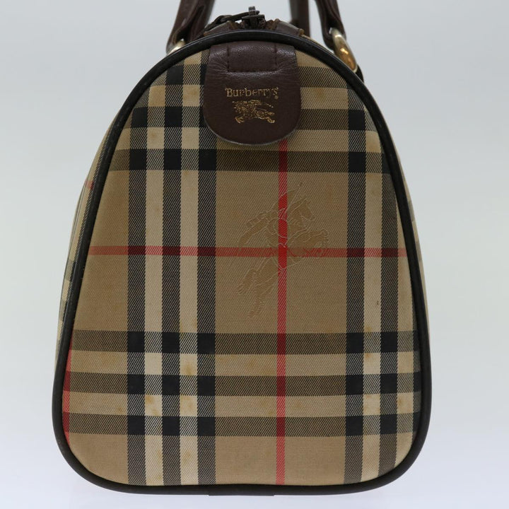 BurberrySs Nova Check Hand Bag Canvas Beige Auth bs12607
