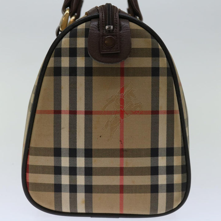 BurberrySs Nova Check Hand Bag Canvas Beige Auth bs12607