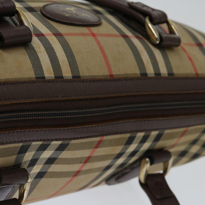 BurberrySs Nova Check Hand Bag Canvas Beige Auth bs12607