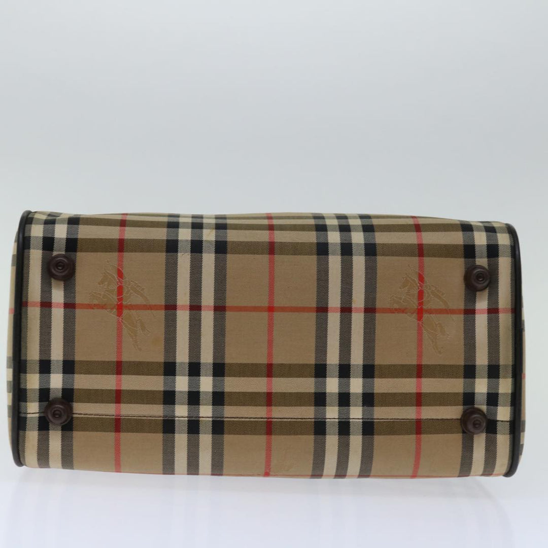 BurberrySs Nova Check Hand Bag Canvas Beige Auth bs12607