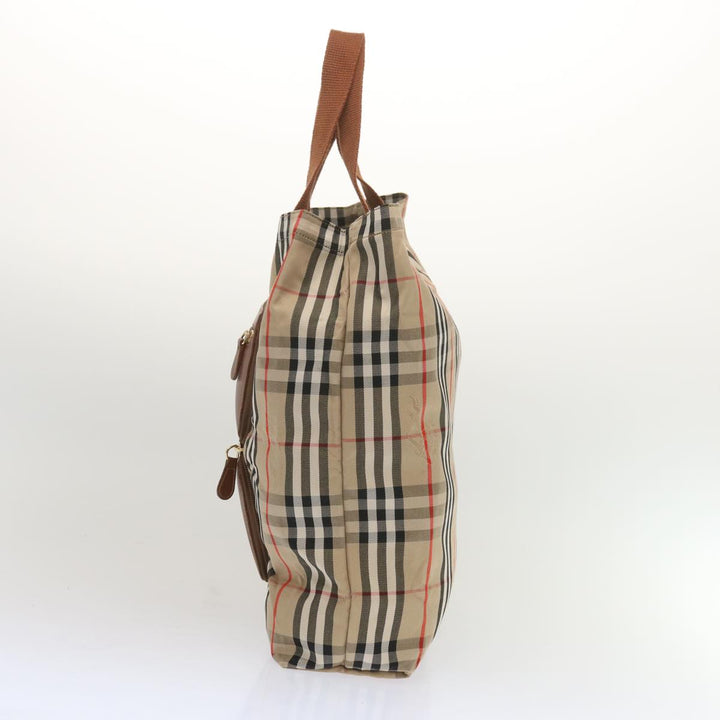 BURBERRYSs Nova Check Tote Bag Canvas Beige Auth bs12640