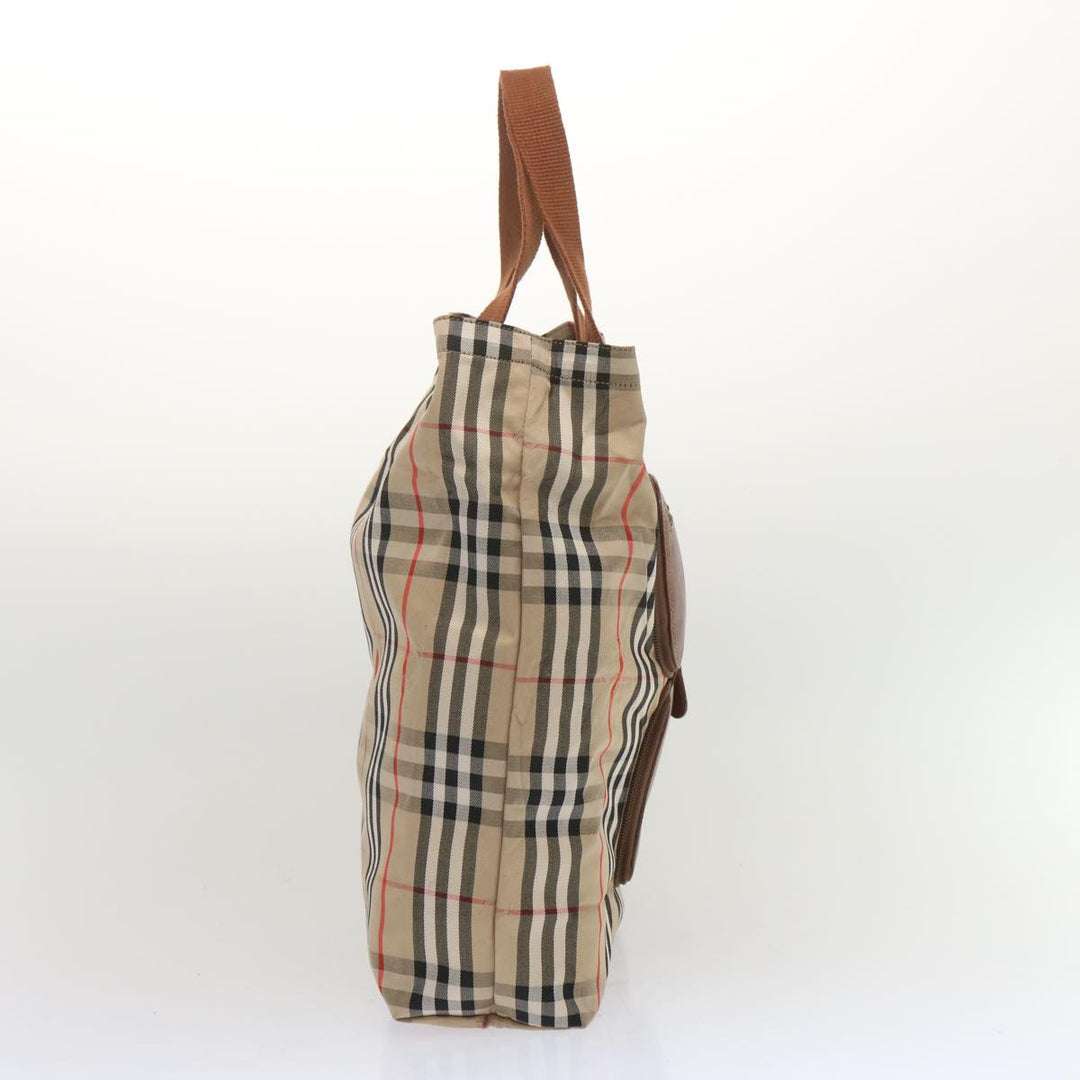 BURBERRYSs Nova Check Tote Bag Canvas Beige Auth bs12640