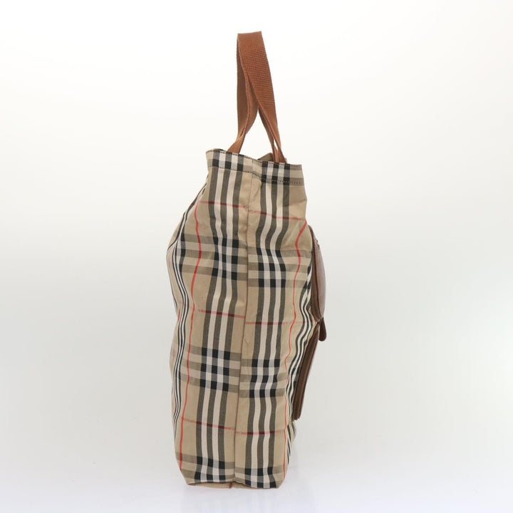 BURBERRYSs Nova Check Tote Bag Canvas Beige Auth bs12640