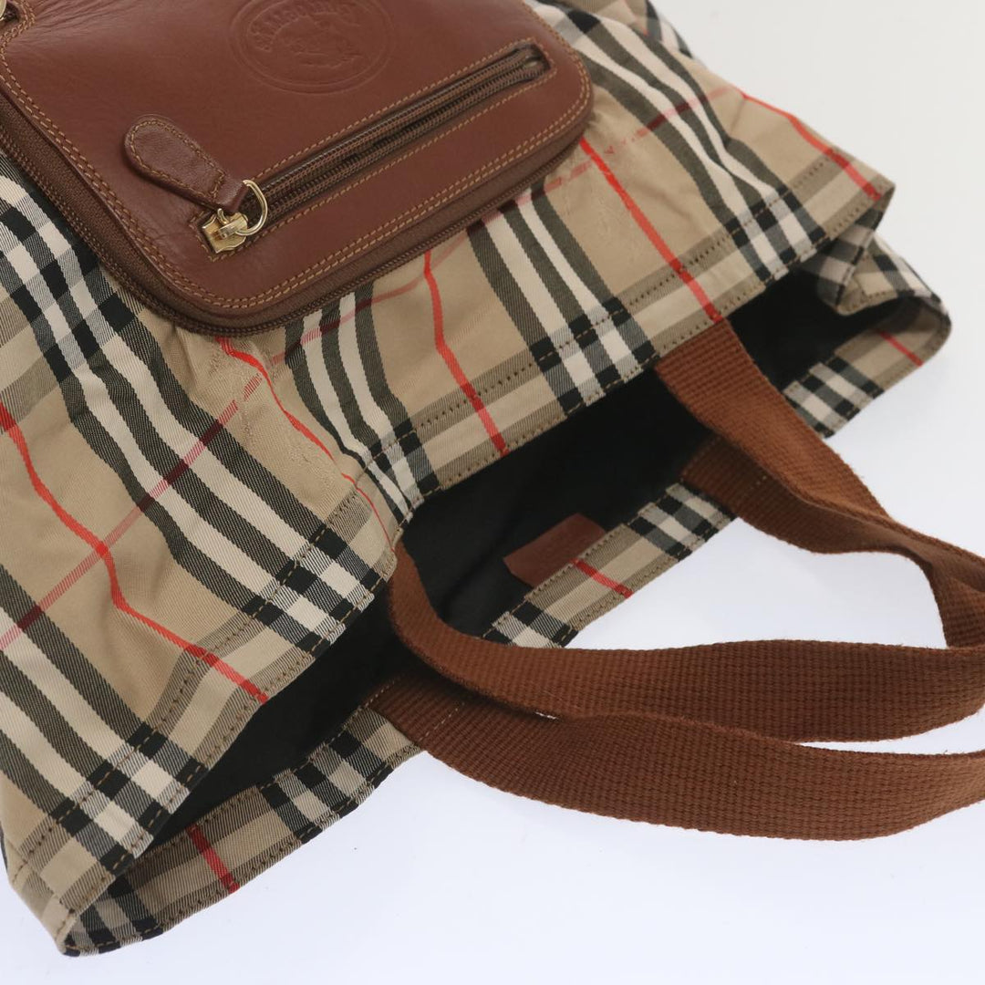 BURBERRYSs Nova Check Tote Bag Canvas Beige Auth bs12640
