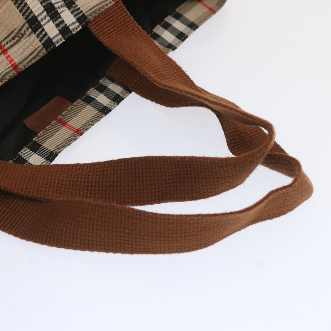 BURBERRYSs Nova Check Tote Bag Canvas Beige Auth bs12640