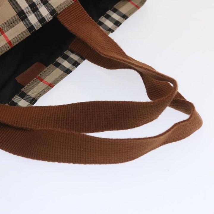 BURBERRYSs Nova Check Tote Bag Canvas Beige Auth bs12640