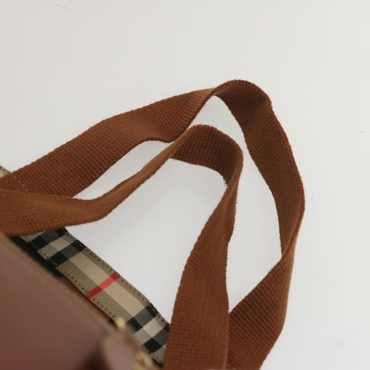 BURBERRYSs Nova Check Tote Bag Canvas Beige Auth bs12640