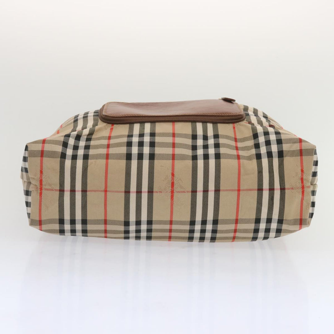 BURBERRYSs Nova Check Tote Bag Canvas Beige Auth bs12640
