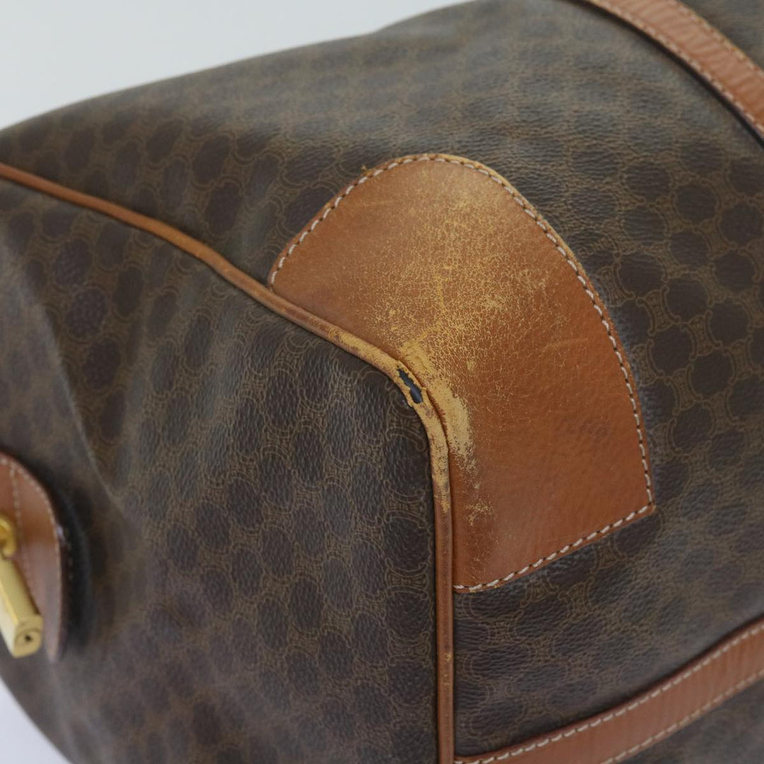 Celine Macadam Canvas Boston Bag PVC Brown  12754