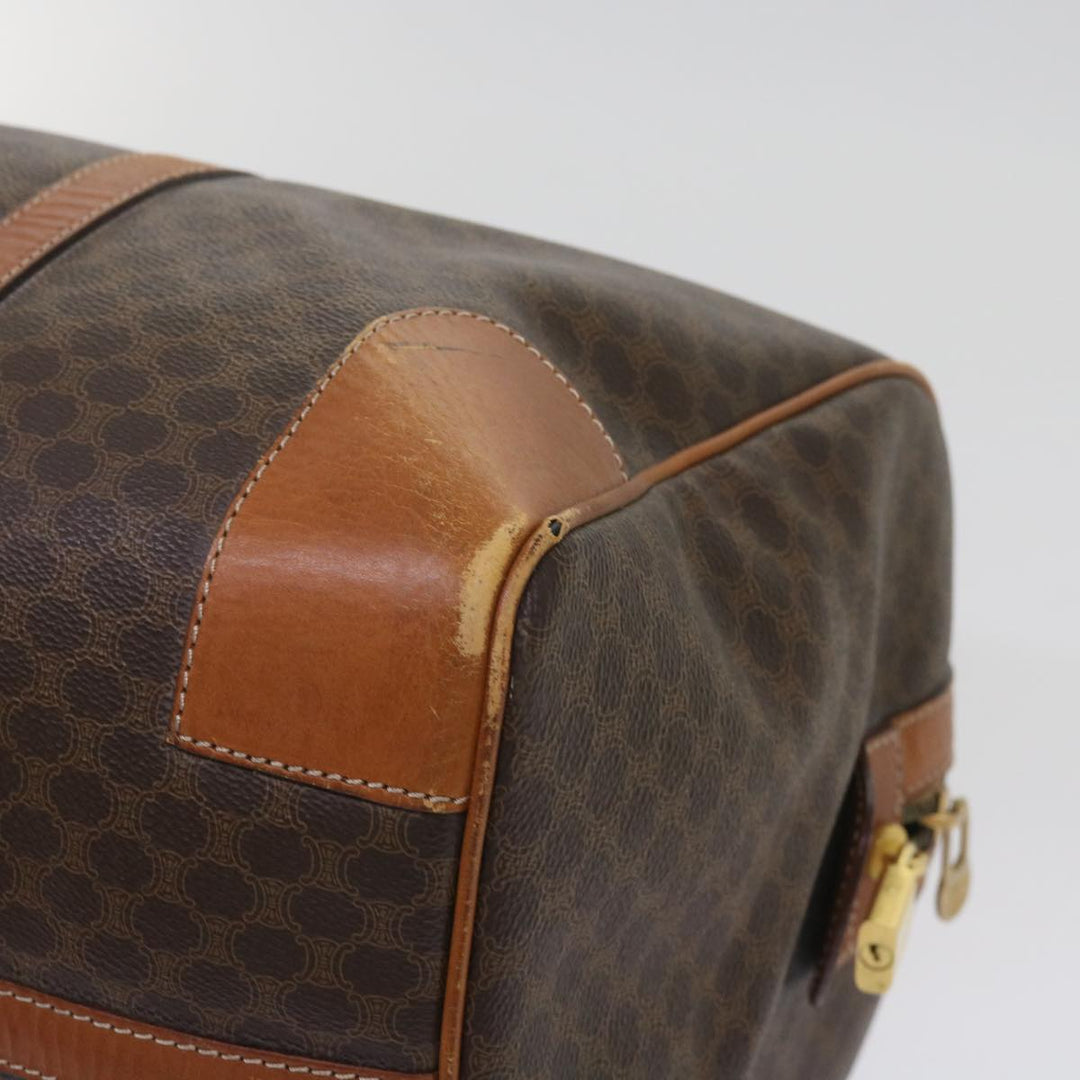 Celine Macadam Canvas Boston Bag PVC Brown  12754
