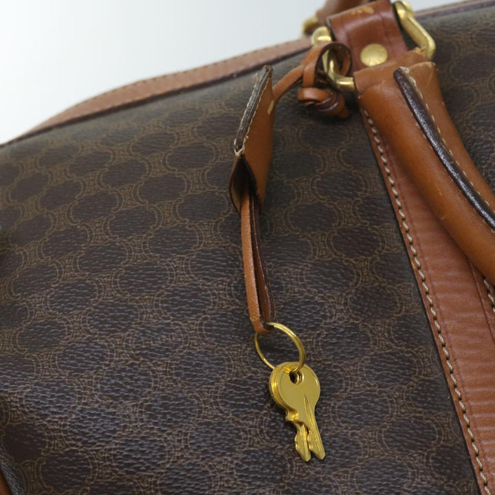 Celine Macadam Canvas Boston Bag PVC Brown  12754