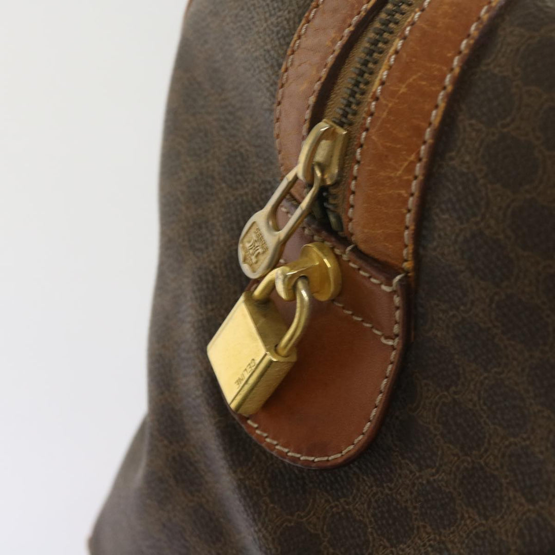 Celine Macadam Canvas Boston Bag PVC Brown  12754