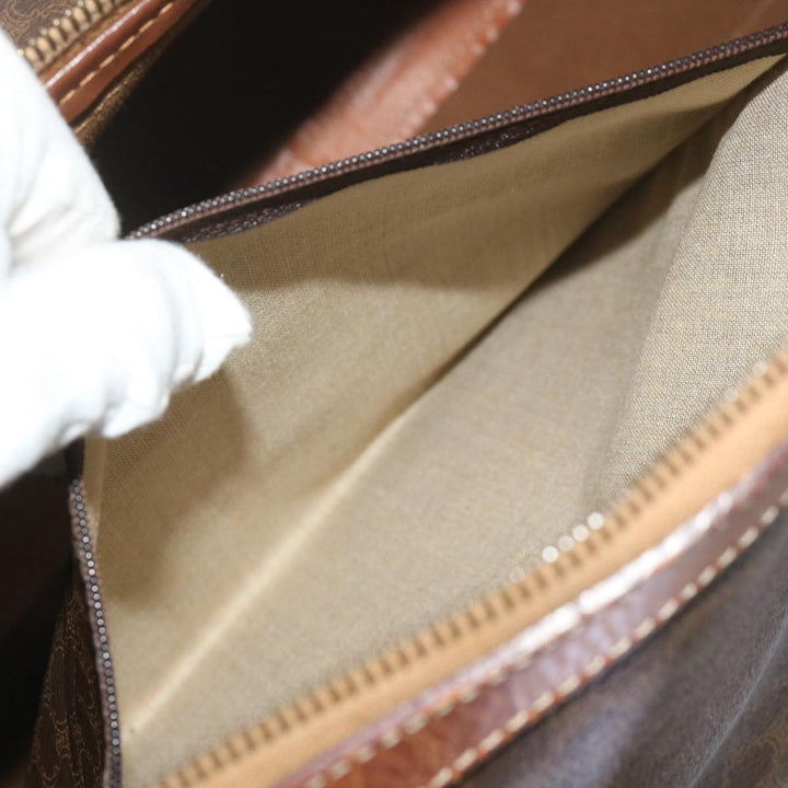 Celine Macadam Canvas Boston Bag PVC Brown  12754