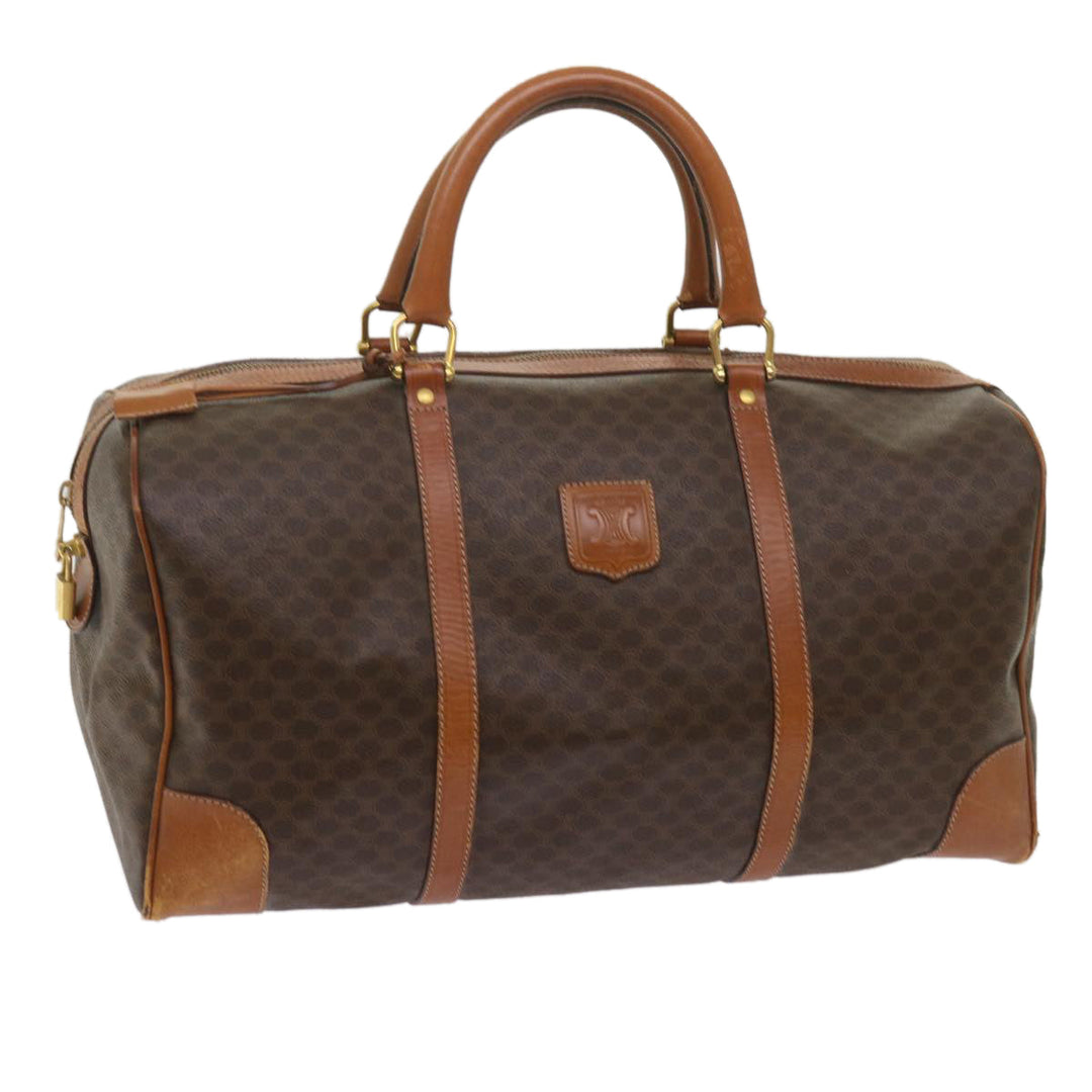 Celine Macadam Canvas Boston Bag PVC Brown  12754