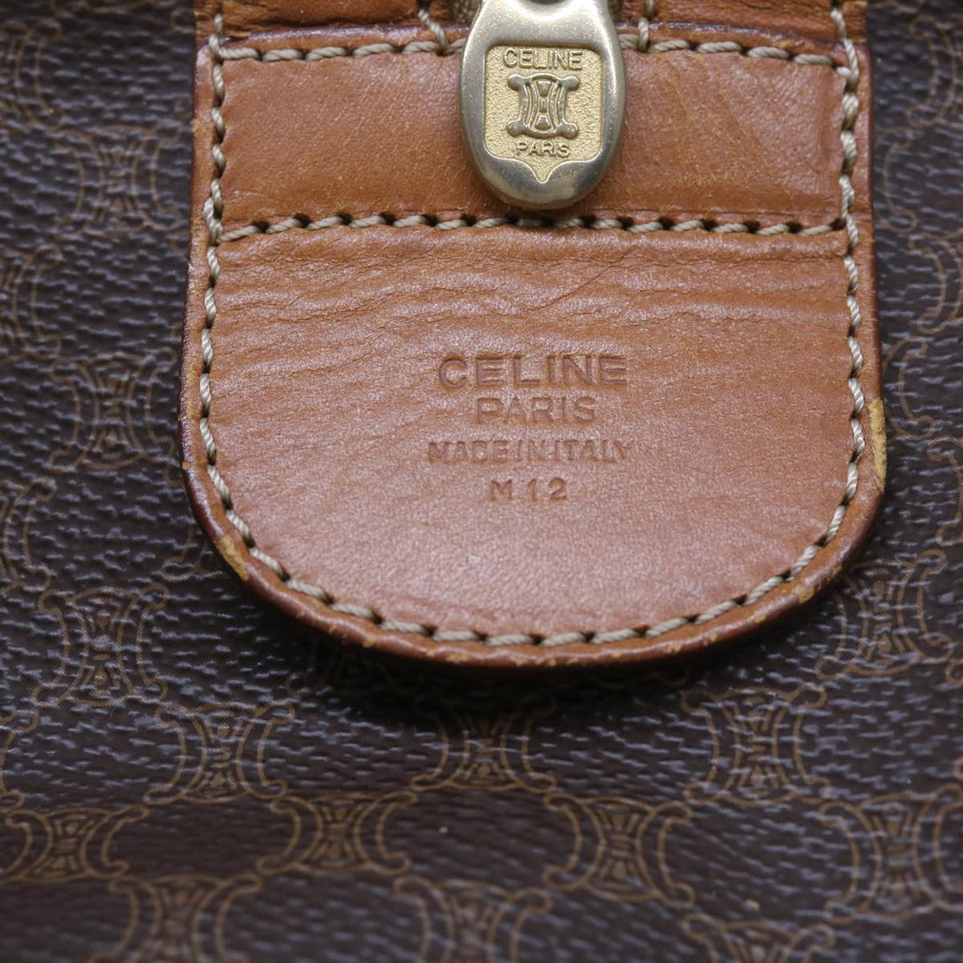 Celine Macadam Canvas Boston Bag PVC Brown  12754