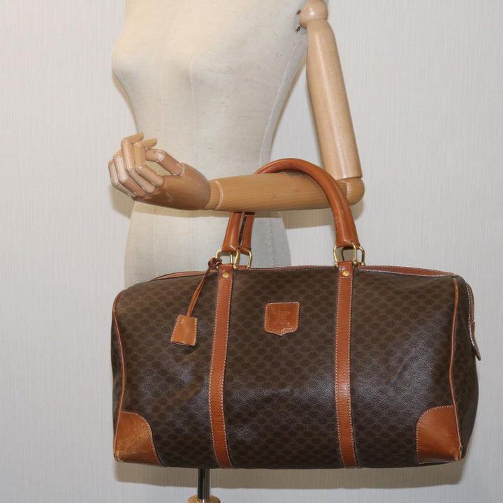 Celine Macadam Canvas Boston Bag PVC Brown  12754