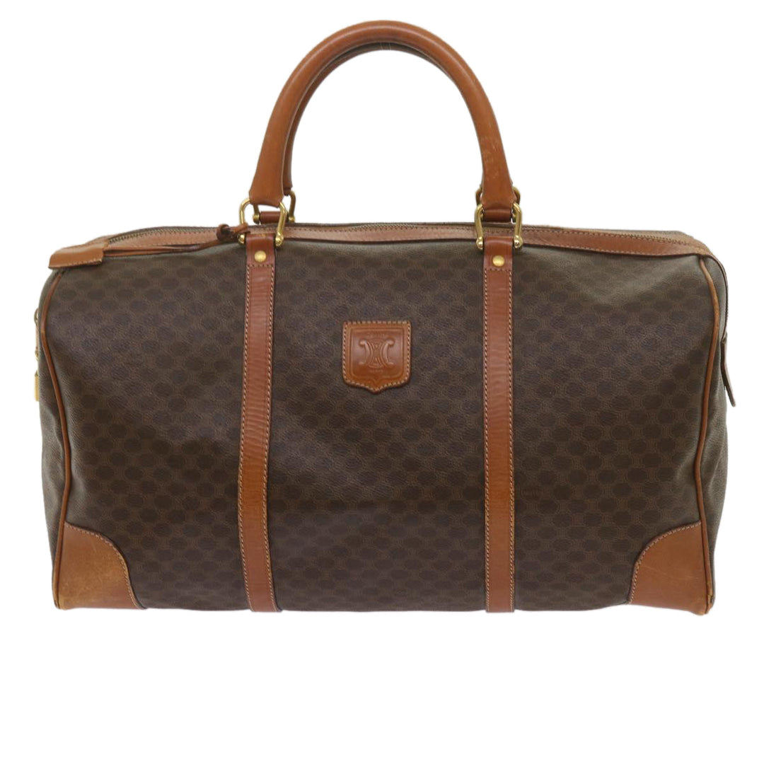 Celine Macadam Canvas Boston Bag PVC Brown  12754
