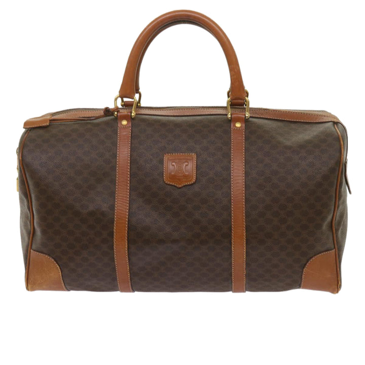 Celine Macadam Canvas Boston Bag PVC Brown  12754