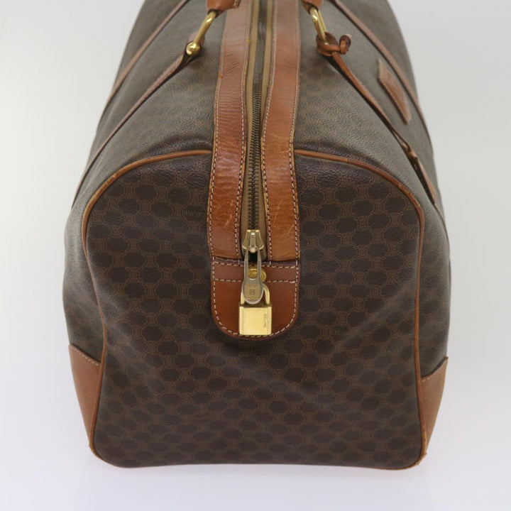 Celine Macadam Canvas Boston Bag PVC Brown  12754