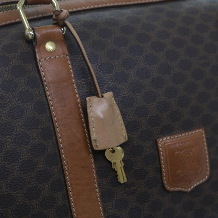 Celine Macadam Canvas Boston Bag PVC Brown  12755