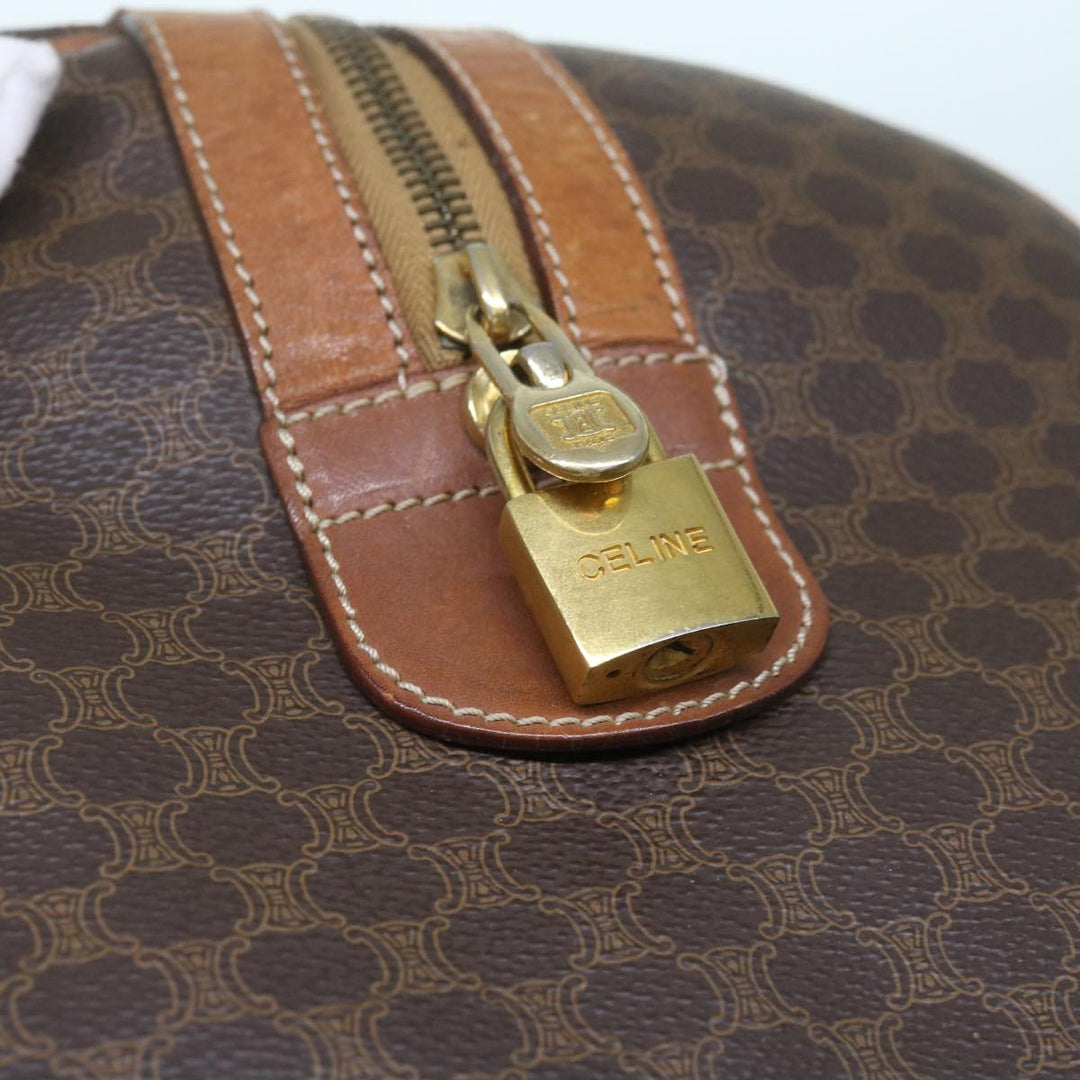 Celine Macadam Canvas Boston Bag PVC Brown  12755