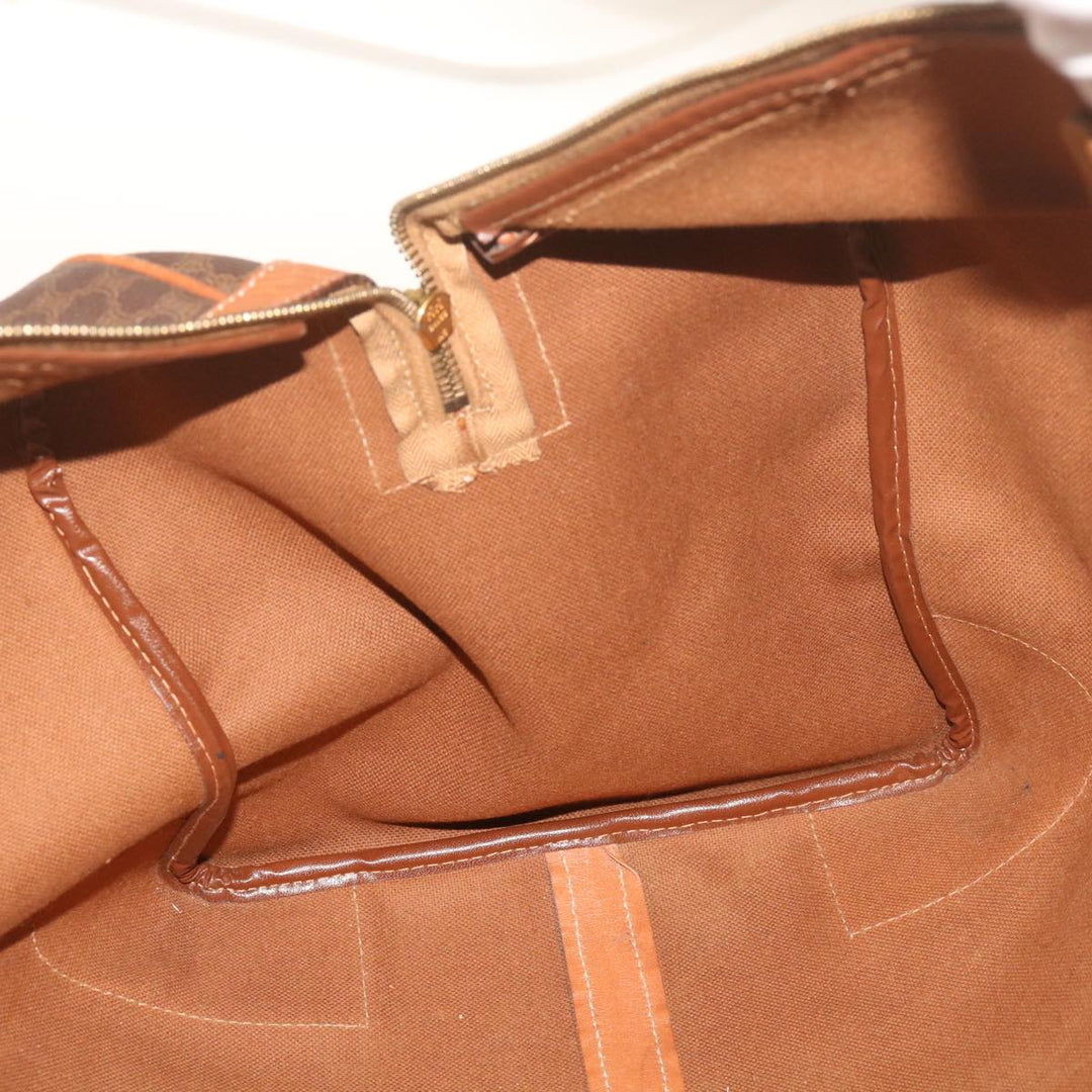 Celine Macadam Canvas Boston Bag PVC Brown  12755