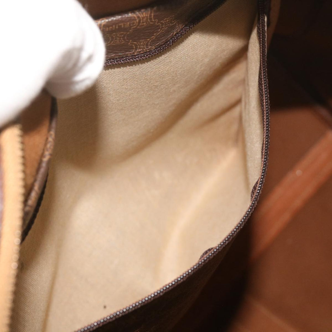 Celine Macadam Canvas Boston Bag PVC Brown  12755