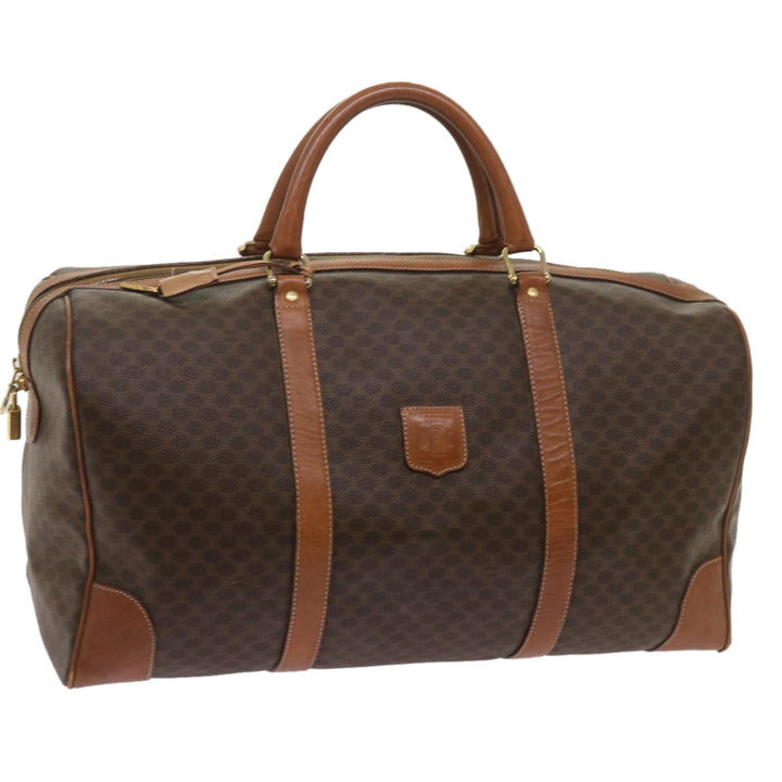 Celine Macadam Canvas Boston Bag PVC Brown  12755