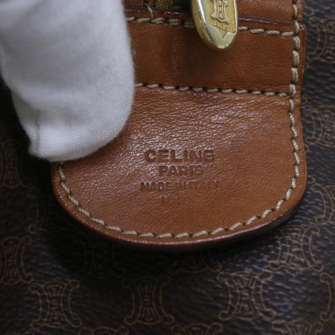 Celine Macadam Canvas Boston Bag PVC Brown  12755