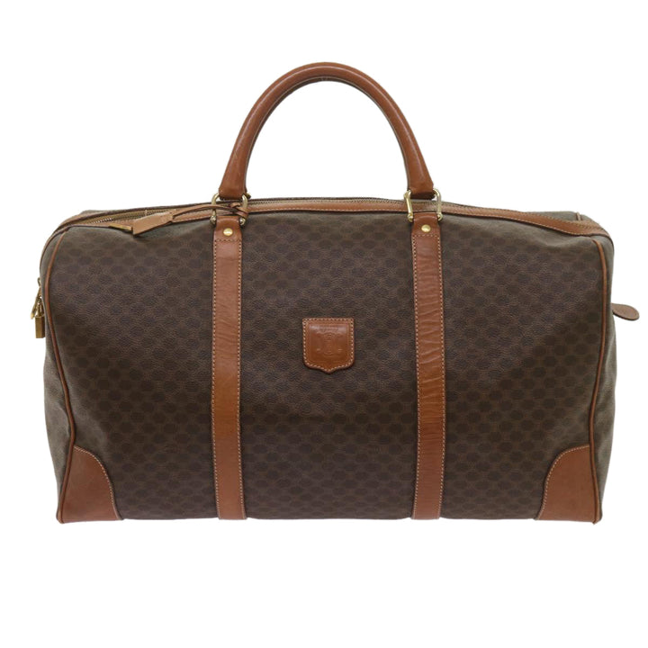 Celine Macadam Canvas Boston Bag PVC Brown  12755